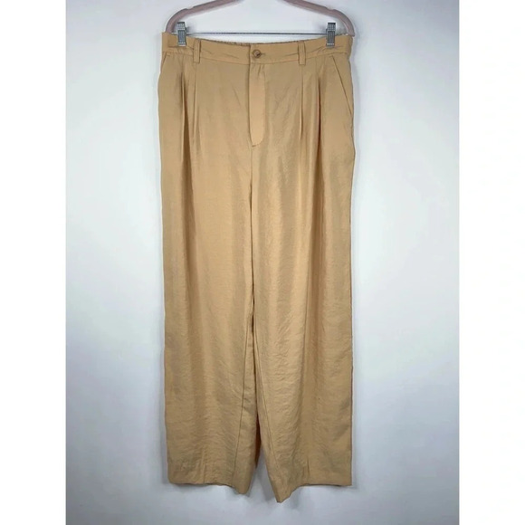 Madewell Tailored Tapered Pant Beige Tan High Rise Softdrape Elastic Waist 12 - Picture 1 of 12